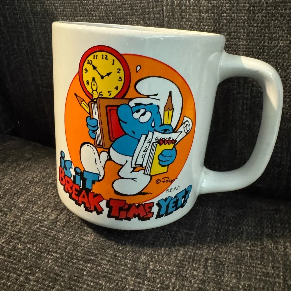 Vintage Smurf Cartoon Mug - Picture 1 of 5